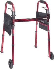 Deluxe Folding Travel Walker with 5 inch Wheels